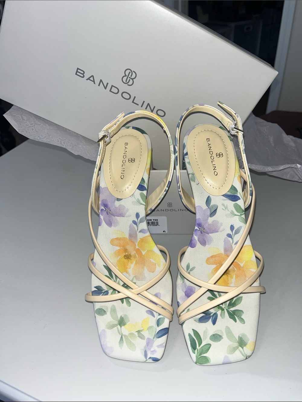 Bandolino Floral Slingback Sandals in Yellow, Purple, Green